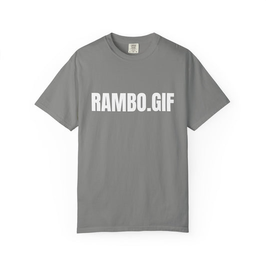RAMBO.GIF T-Shirt | Text Graphic Tee, Minimal Typography Shirt