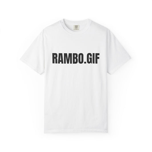 RAMBO.GIF T-Shirt | Text Graphic Tee, Minimal Typography Shirt