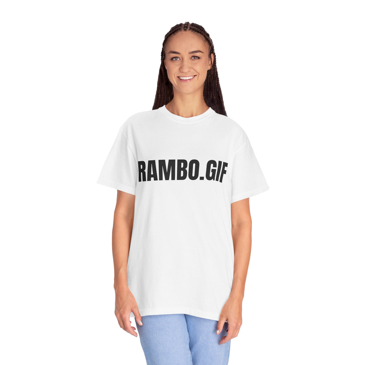 RAMBO.GIF T-Shirt | Text Graphic Tee, Minimal Typography Shirt