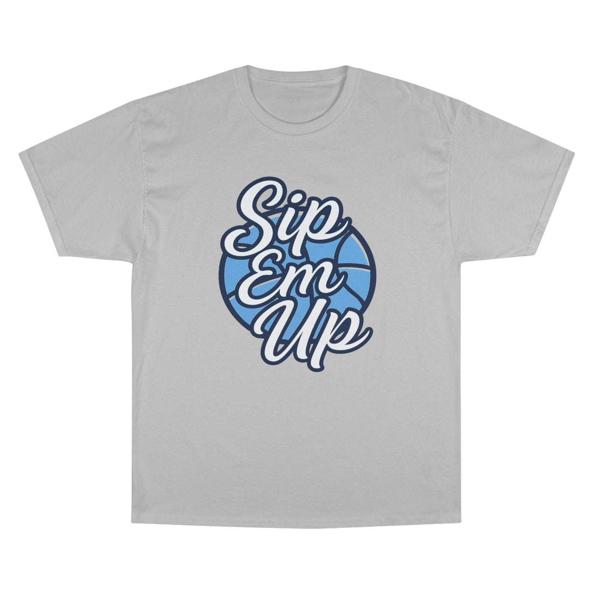 Champion T-Shirt with 'Sip Em Up' Design, Casual Wear, Gift for Coffee Lovers, Trendy Summer Style, Perfect for Parties or Gatherings